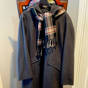 Wool long coat with scarf